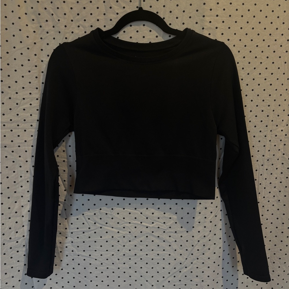 Aerie Black Long Sleeve Crop Top